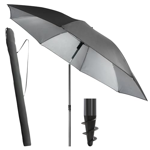 Menz Sonnenschirm Balkon + Sonnenschirmhülle - UV50+ Strandschirm 180 cm, Balkonschirm mit Knickfunktion, Gartenschirm, Sonnenschirm Strand - Fb. Anthrazit Menz Sonnenschirm Balkon + Sonnenschirmhülle - UV50+ Strandschirm 180 cm, Balkonschirm mit Knickfunktion, Gartenschirm, Sonnenschirm Strand - Fb. Anthrazit