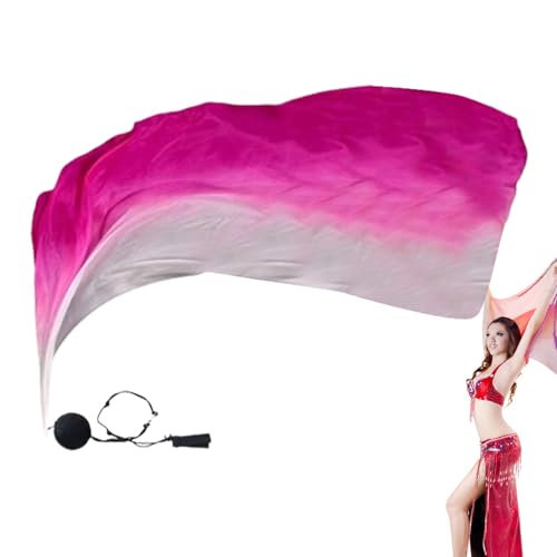 Velos de seda para danza del vientre - venos de bufanda de seda de colores, colores graduales banderas de seda Luego con bola Luego, vientre de baile velas de bufanda de seda, elegante bufanda velo de