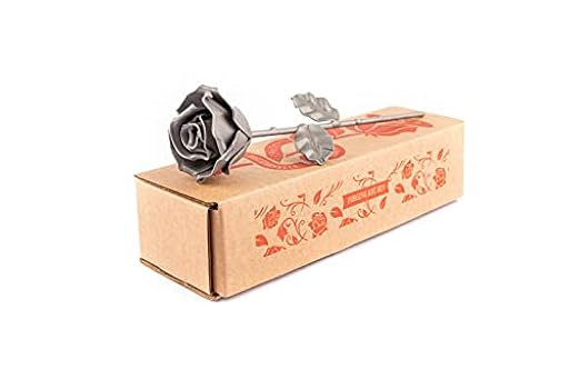 Forging Art Bcn® Rosa Eterna de Hierro Forjada a Mano- Regalo Día de la Madre, Sant Jordi, San Valentín, Bodas de Hierro (6 Aniversario) (Gris) | Ya disponible en tu tienda friki favorita! En mundofriki.es!
