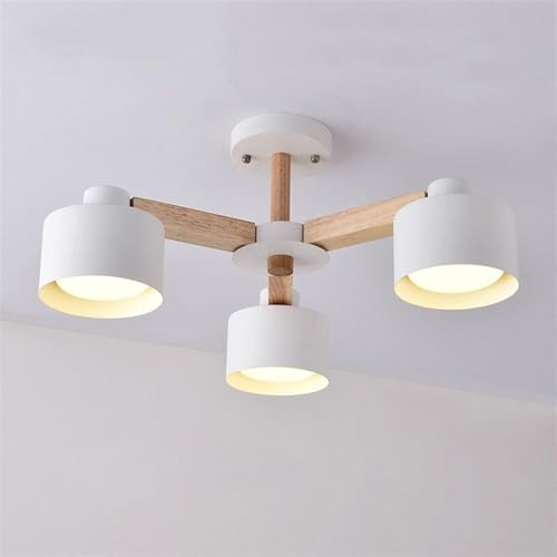 Suspension LED moderne fer blanc et finitions épurées pour plafond en bois