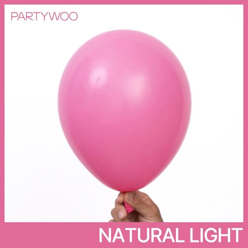 Image of PartyWoo Hot Pink Balloons 140pcs Different Sizes of 18 12 10 5 Inch Magenta Fuchsia Dark Pink Balloon Arch Kit Garland for Wedding Girl Baby Shower Princess Birthday 1950s Party Decorations Pink-Y01