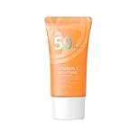 Vitamin C Brightening Sunscreen SPF 50 UVA/UVB Protection, Moisturizing Sunscreen for Travel, Lightweight and Long-Lasting, Non Greasy, Suitable for All Skin Types (50g/1.76oz)