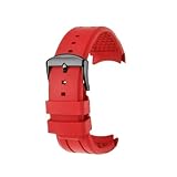 Cinturino in gomma FKM curvo 20/22mm compatibile con Seiko Rolex Tudor Tissot cinturino for orologio da uomo cinturino con chiusura a farfalla(Red-black pin,22mm)