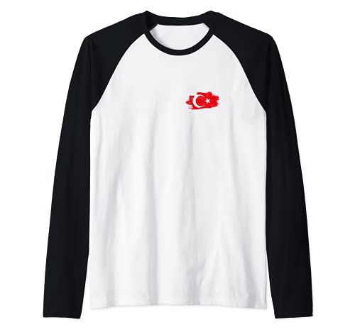 Flag Turkey Raglan Baseball Tee, Black