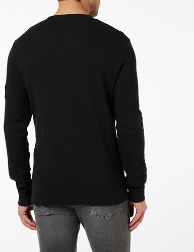 Calvin Klein Jeans Badge Waffle Ls Tee J30j323485 Camiseta de Punto, Negro (Ck Black), L Hombre