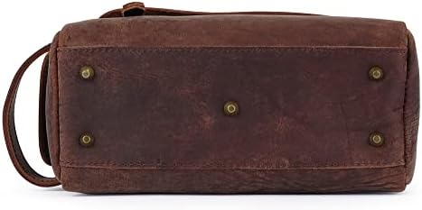 Leather Travel Toiletry Bag for Men, Dopp Kit Mens Shaving Bag with Zipper Pocket and Hanging Loop, Distressed Brown 6 Leather Travel Toiletry Bag for Men, Dopp Kit Mens Shaving Bag with Zipper Pocket and Hanging Loop, Distressed Brown