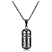 PiercingJak Collier Balle Pendentif Bouddhiste Mantra Prière Urne Cendres Funéraire Bouteille Tube Recipient Ouvrir Militaire Acier Inoxydable Homme Femme (Noir)