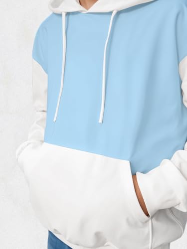 Image of crazymonk Plain Oversized Hood - Sky Blue White
