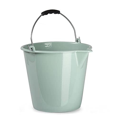 CABLEPELADO Cubo de Limpieza Plástico para Jardín y Uso Doméstico, 9 Litros, 25 cm Alto x 31 cm Diámetro, Asa de Agarre, Verde