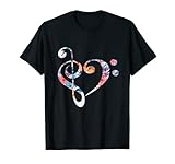 Sommerlicher Blumen Notenschlüssel Saxophon Bass-Schlüssel T-Shirt