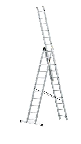 DRABEST Leiter PRO Serie Aluleiter 3-teilig Mehrzweckleiter 3x11 Stufen...