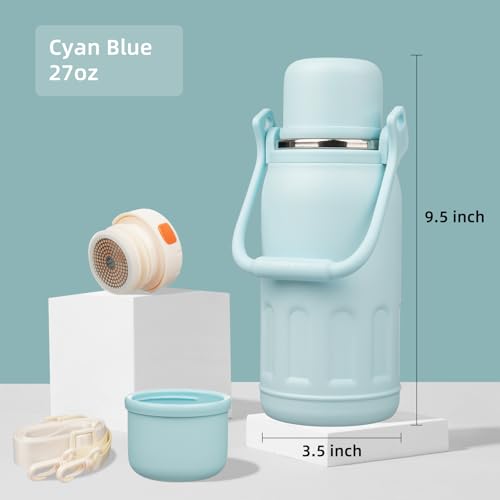 Image of Konokyo 27oz Thermos for Cold Drinks, Insulated Water Bottle, Cyan Blue