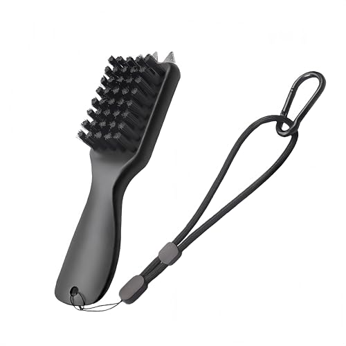 Golf Club Cleaner Brush with Rope and Metal Clasp,Multi-Function Golf Groove Dirt Mud Remover,Stiff...