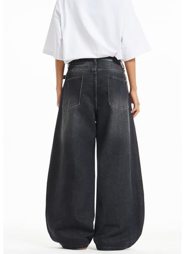 Image of DFGIGT Mens Baggy Jeans Wide Leg Denim Pants Y2k Loose Fit Streetwear | Hip Hop,Vintage 2000s,Jinco Jeans,Straight Leg,5 Pockets