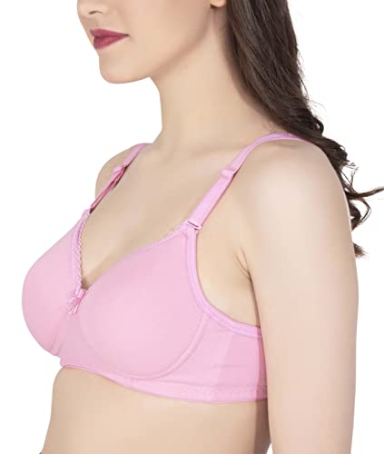 Image of LacyLuxe Women's Seamless Padded Non Wired Cotton Stretch Everyday Bra| Detachable Straps | Transparent Straps Included