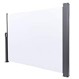 EBTOOLS Toldo Lateral Retráctil, Toldo Lateral Biombo Toldo de Lona Resistente a UV Viento para Jardín Terraza Exterior, 300x120 cm (Blanco)
