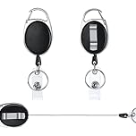 Vicloon Retractable Badge Reels, 2pcs Heavy Duty Keychain, 2 in 1 Clips Badge Holder With Key Belt Reel for Key Ring ID Card
