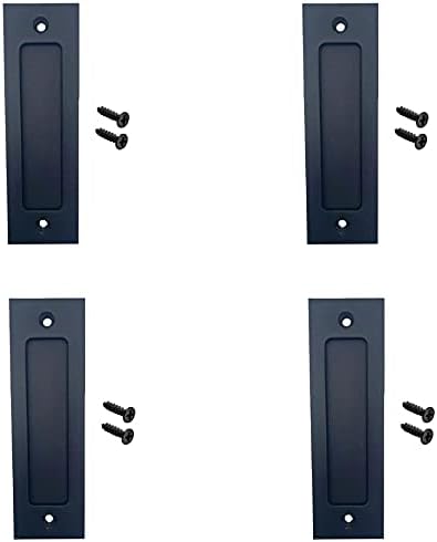 Fpz-bd 4pcs Running Black 7 inch Sliding Barn Door Finger Pull Set | Heavy Duty Modern Simple Invisible Handle| with Flat Bottom Easy to Install