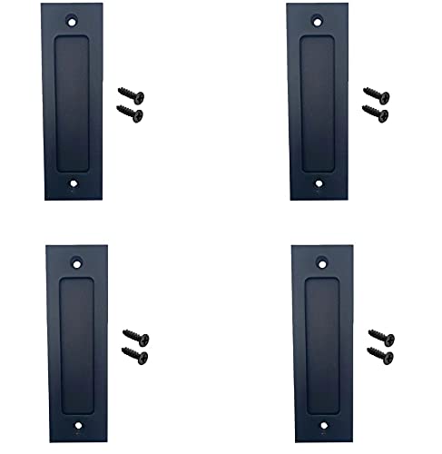 Fpz-bd Fpz 4pcs Running Black 7 inch Sliding Barn Door Finger Pull Set | Heavy Duty Modern Simple Invisible Handle| with Flat Bottom Easy to Install