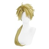 Shqncoh Anime Doppo Kunikida Wig Golden-Blond Long Ponytail Curly Party Hair Halloween Cosplay Props Accessory
