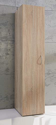 DUSSELDORF Germanica Tall 1 Door Shoe Cabinet With Adjustable Height Shelf Storage in LIGHT OAK Effect Finish MADE IN GERMANY