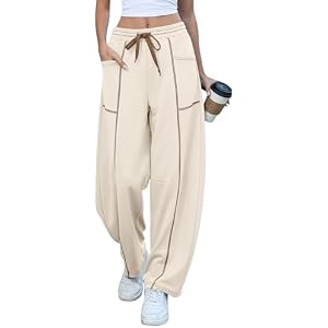 Rapbin Womens Barrel Pants Baggy Wide Leg Lounge Sweatpants Fashion Outfits with Pockets 2026