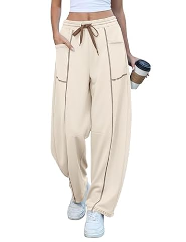 Rapbin Womens Barrel Pants Baggy Wide Leg Lounge Sweatpants Fashion Outfits with Pockets 2026 — $12.99 (35% off)