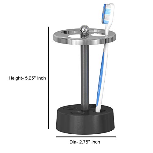 Nu Steel Triune Toothbrush Holder & Makeup Organiser In 3-Tone Shiny Gray Stainless Steel For Bathrooms & Vanity Spaces #TOP4