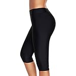 Lu's Chic Women's Long Swim Shorts Swimming Board Shorts High Waisted Tummy Control Capri Legging - Image 3