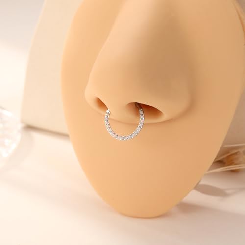 Image of PEAKLINK 16G 18G 316L Stainless Steel CZ /OPAL Septum Piercing Septum Clicker Ring Hinged Nose Ring Daith Earrings Conch Piercing Jewelry Helix Cartilage Tragus Lobe Belly Hoop Earring