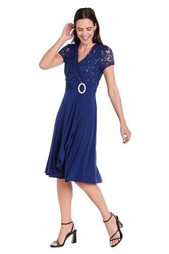 R&M Richards Women's Embellished Cascade Faux Wrap Dress3