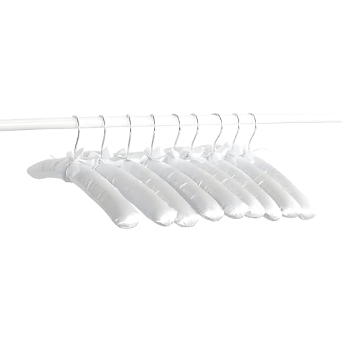 Shoze 10Pcs Satin Padded Hangers 43cm White Ivory Cushioned Clothes Hanger 17 Soft Touch Coat Hangers Non-Slip Blouse Hook for Adults Garment Wedding Dress Lingerie Tops Suits Shirts Dress Trousers