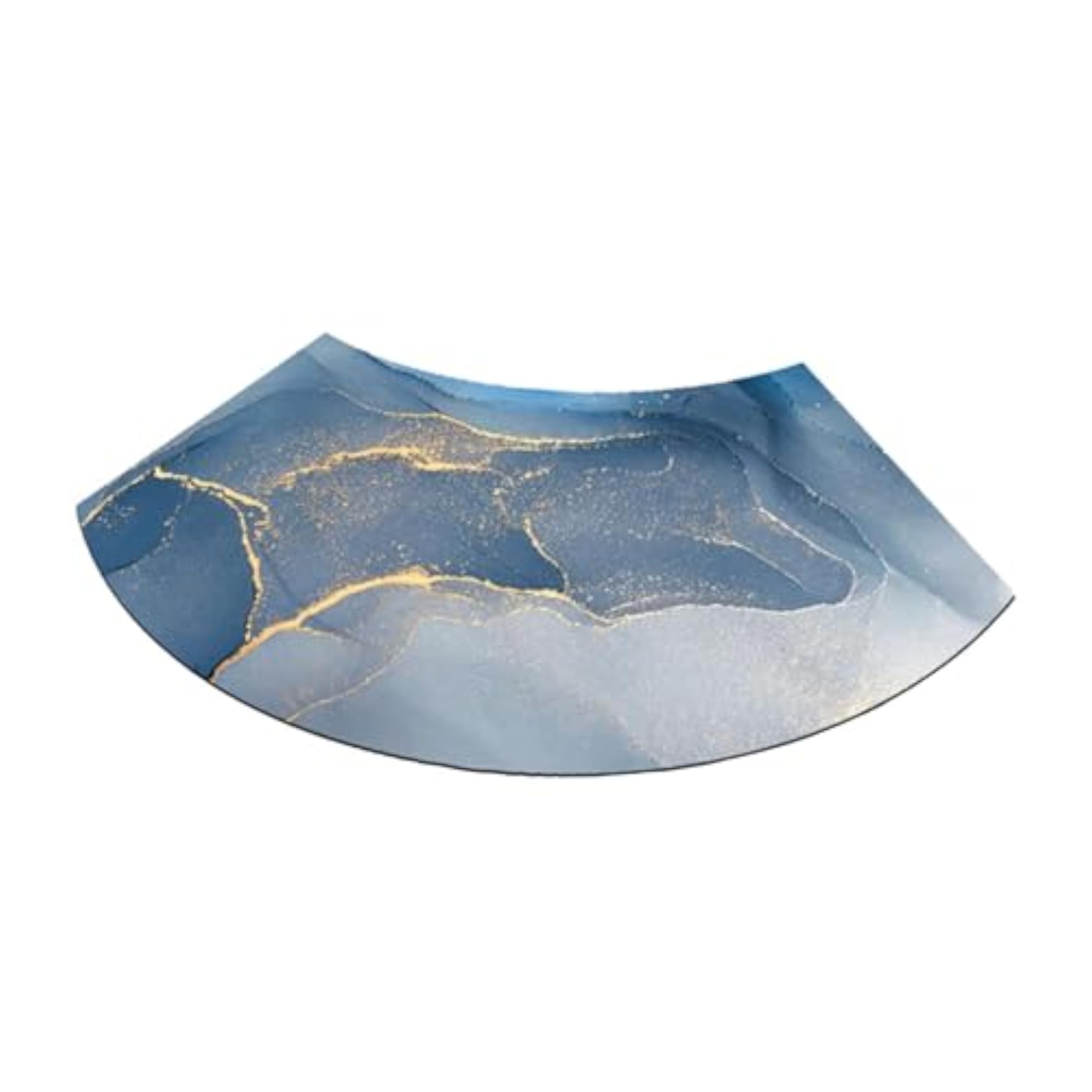 Water Absorbent Bathroom Rug, Stylish Blue Gold Design