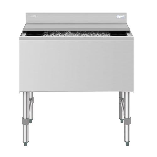 KoolMore 30 Inch Commercial Stainless Steel Underbar Ice Bin with Siding Lid, NSF Certified...