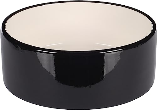 Flamingo Hundenapf Keramik – rund – 900ml – schwarz & weiß – spülmaschinenfest – für mittelgroße Hunde Dog Bowl Rocky