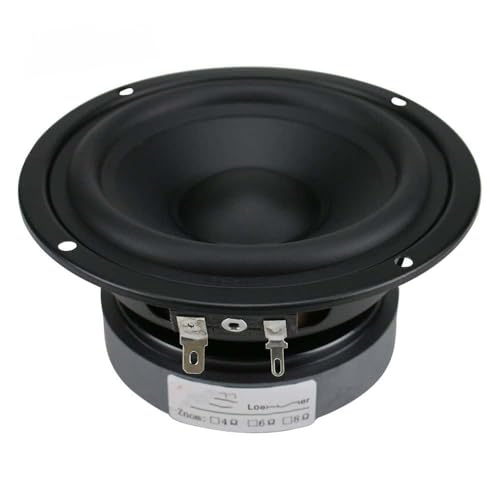 4.5-inch (115 mm) mid-bass speaker, 80W mid-bass unit, bookshelf style car audio system with rubber surround.