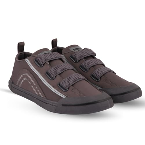 Image of Men's Black Canvas Sneakers - Stylish Casual Shoes with Non Tie Elastic Laces | 7mm Memory Foam & EVA Insole | Lightweight & Comfortable Everyday Footwear (Sizes 6-10)
