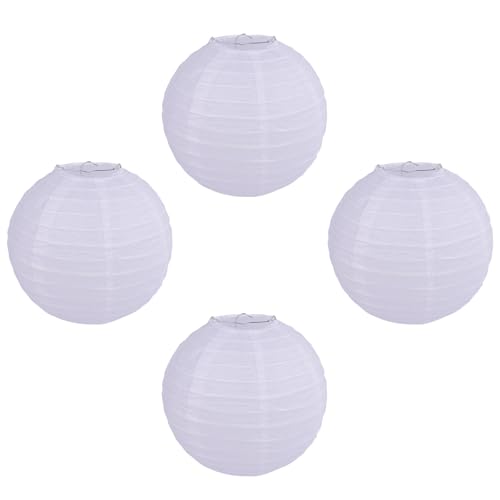 4 Pcs Lanternes en Papier Blanc 20 cm, Lanterne Papier 20cm, Suspension Boule Paper, Lampions Personnalisables pour Décorations DIY Créatives pour Mariages,...