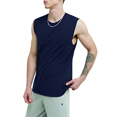 Champion Mens Classic Jersey Muscle Tee Shirt, Navy, Large US4