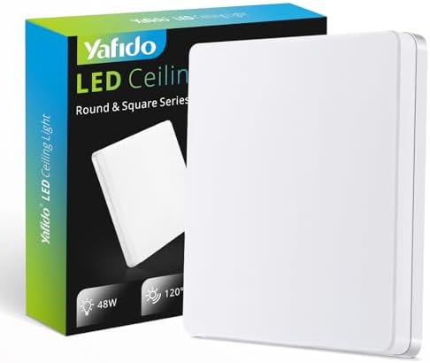 Yafido LED Square Ceiling Light Fitting 48W 4320LM, Natural White 4000K, IP44 Waterproof, 30CM Modern Ultra Bright Lighting Fixture 220V for Bathroom Living Room Kitchen Roof Office