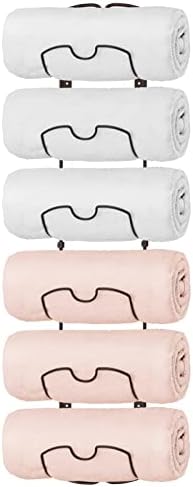 Bextsrack Towel Rack Wall Mounted Metal Wine Rack Towel Shelf Holder Storage with 6 Compartments for Bathroom Hand Towels, Washcloths - Black