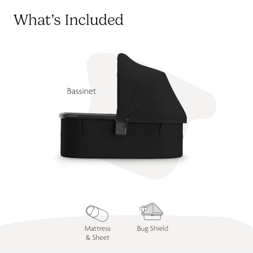 Image of UPPAbaby Bassinet V3 - Compatible with Vista, Cruz, Ridge Strollers - Overnight Sleep Solution - Mattress, Sheet and Bug Shield Included - James (Black /Carbon Frame)