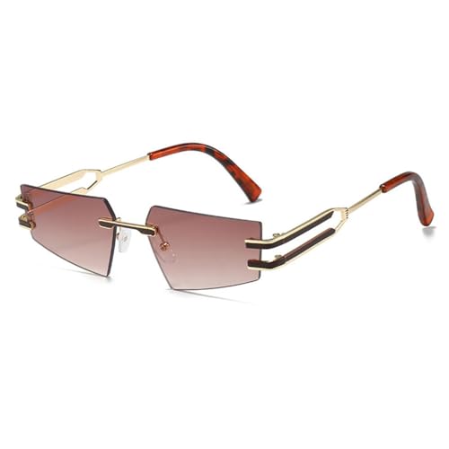 Lunettes de soleil rétro sans bords MUTYNE Y2K Punk en métal protection UV400 pour homme et femme