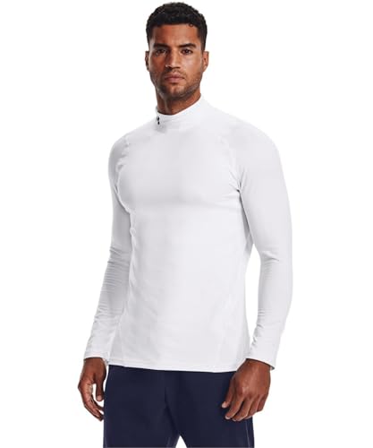 Under Armour Mens ColdGear Armour Fitted Mock White (100)/Black Large