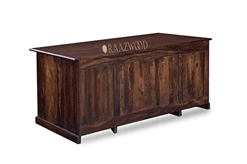 Image of Sheesham Wood Wooden Study Writing Desk Table for Office, Laptop Computer Table with 6 Drawers Storage for Home and Office (Walnut Finish)