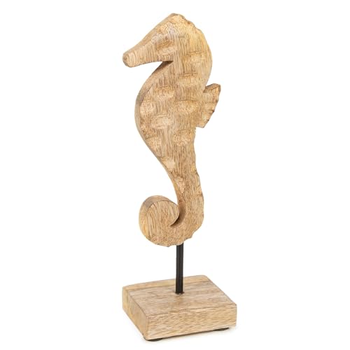 Logbuch-Verlag Figura decorativa de caballito de mar marrón de madera, 19 cm