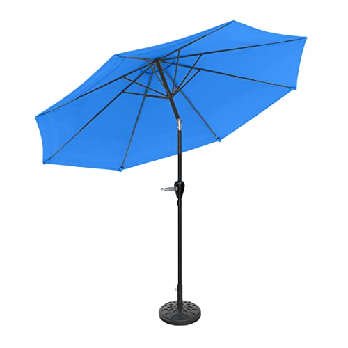 Pure Garden 50-Lg1035B Patio Umbrella With Auto Tilt – 10 Ft Easy Crank Sun Shade With 19Lb Weighted Base For Deck, Outdoor Furniture Or Pool (Brilliant Blue) #TOP9