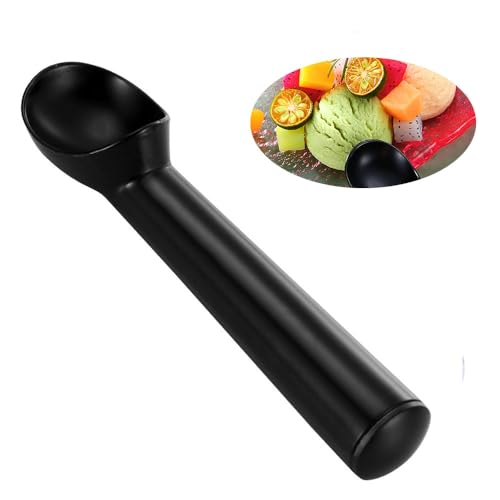 Cuchara de helado, antiadherente, anticongelante, fácil de limpiar, para gelatina, masa de galletas, sorbete, almendra, negro
