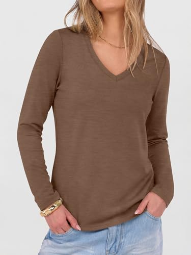 Image of ANRABESS Long Sleeve Shirts for Women Wrinkle Free V Neck Fall Top