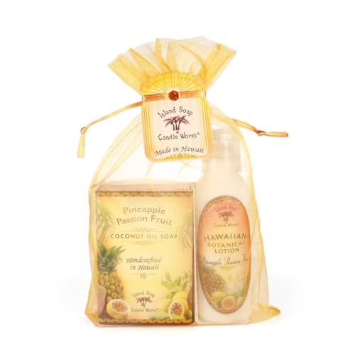 Island Soap & Candle Works,Soap and Lotion Organza Set, Passion Fruit Pineapple